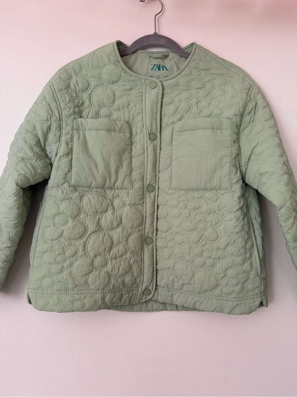Zara Kids Sage Green Floral Quilted Jacket 11-12 - Picture 1 of 8